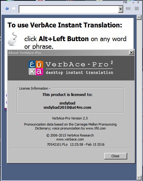 Verbace-pro license code